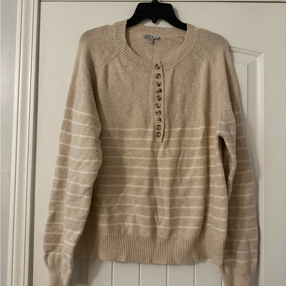 White Birch Cream Striped Crewneck Sweater